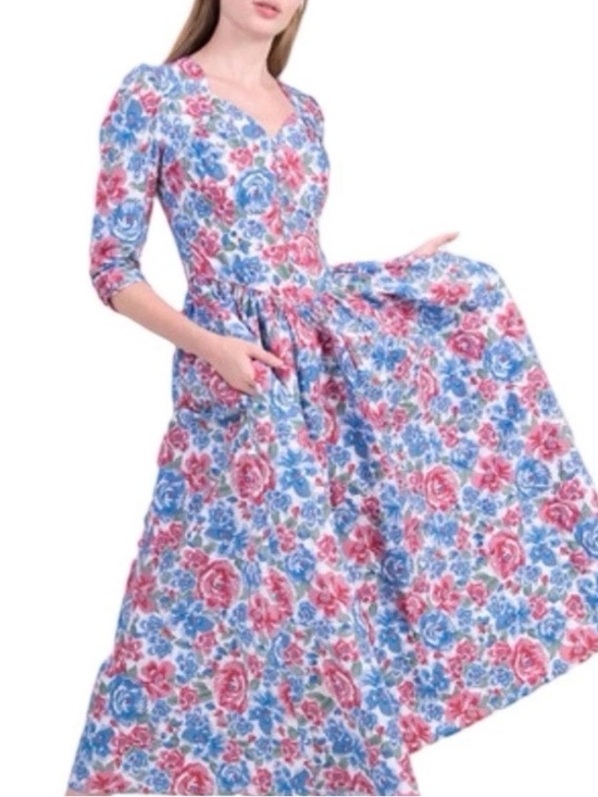 Batsheva Dresses & Skirts - Batsheva Floral Print Cotton Poplin Embroidered Maxi Dress Cottagecore Boho NEW